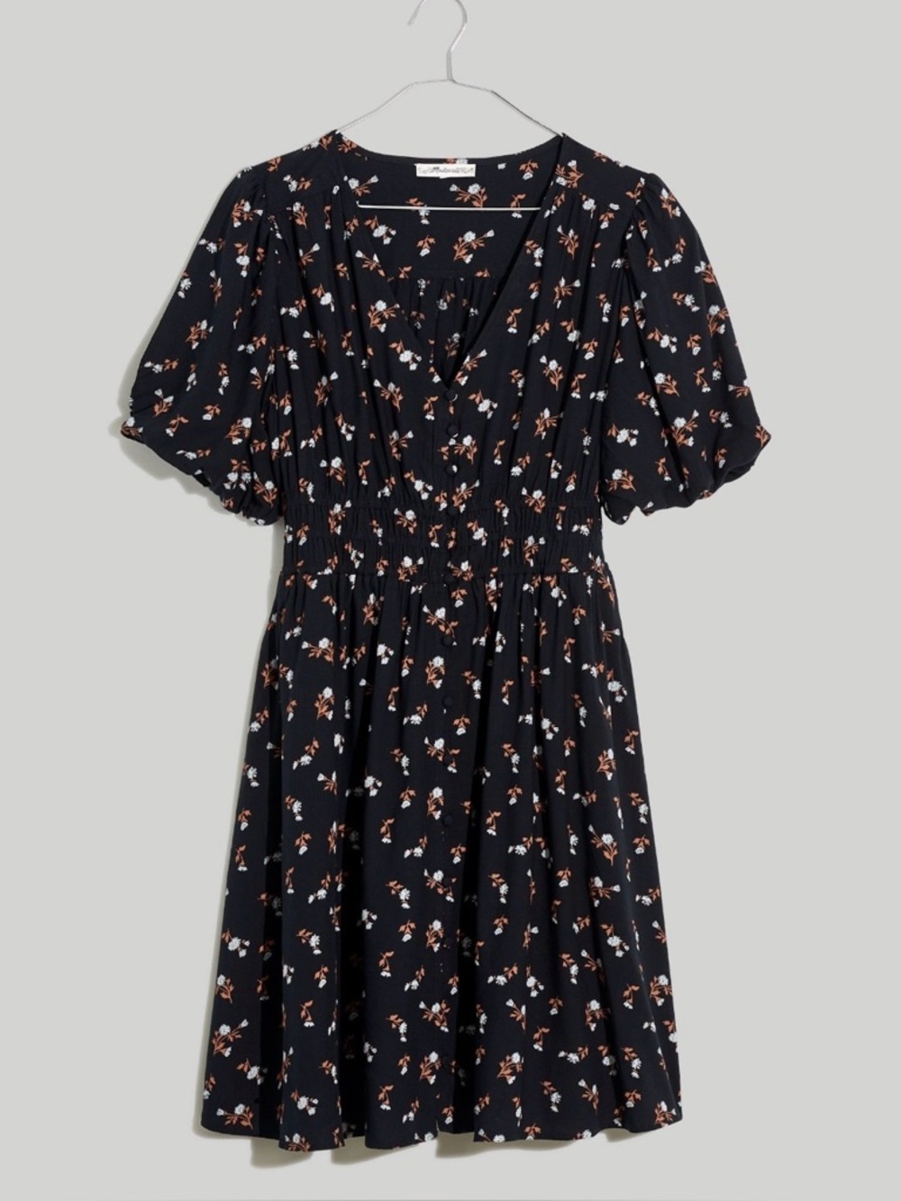 Madewell short sleeve size Medium black floral print dress.